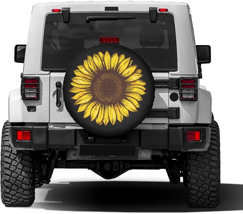 Foruidea Retro Sunflower Spare Tire Cover Dust-Proof Wheel Tire Cover Fit Trailer, RV, SUV and Many Vehicle 14 Inch - Image 2